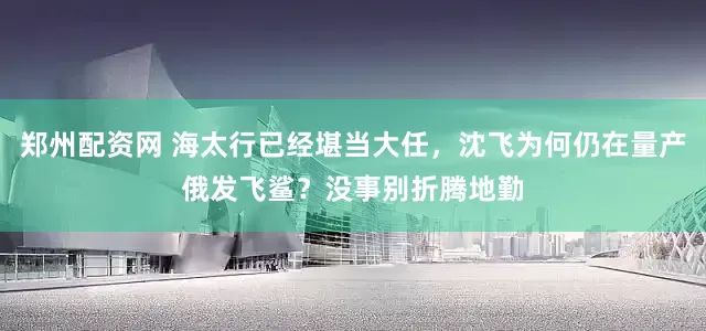 郑州配资网 海太行已经堪当大任，沈飞为何仍在量产俄发飞鲨？没事别折腾地勤